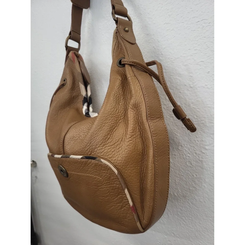 Burberry Murphy Leather Hobo Bag, Brown